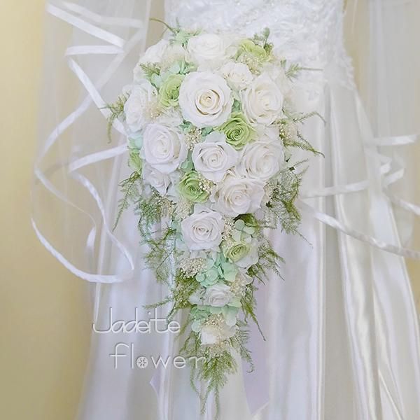 プリザーブドフラワーキャスケードブーケ（ホワイトミント）【ジェイ