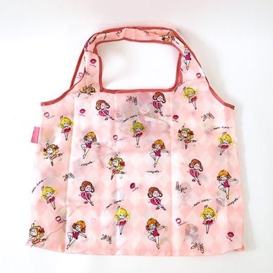 水森亜土 エコバッグ Ballet ピンク 折りたたみ 買い物 マルシェバッグ