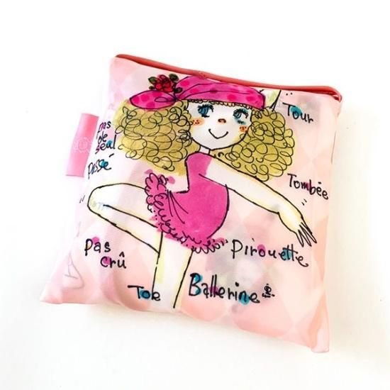 水森亜土 エコバッグ Ballet ピンク 折りたたみ 買い物 マルシェバッグ