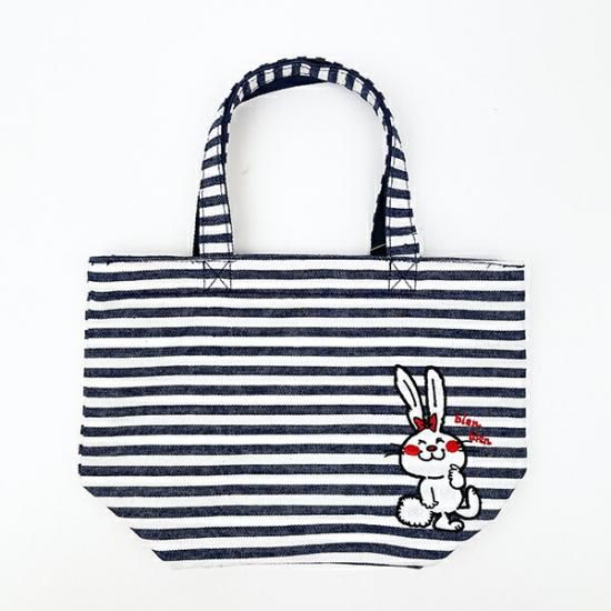 水森亜土 ボーダー リバーシブルランチトートバッグ(ネイビー)