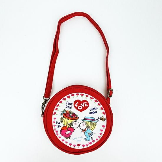 水森亜土 LOVE ラウンドポシェット レッド ショルダーバッグ