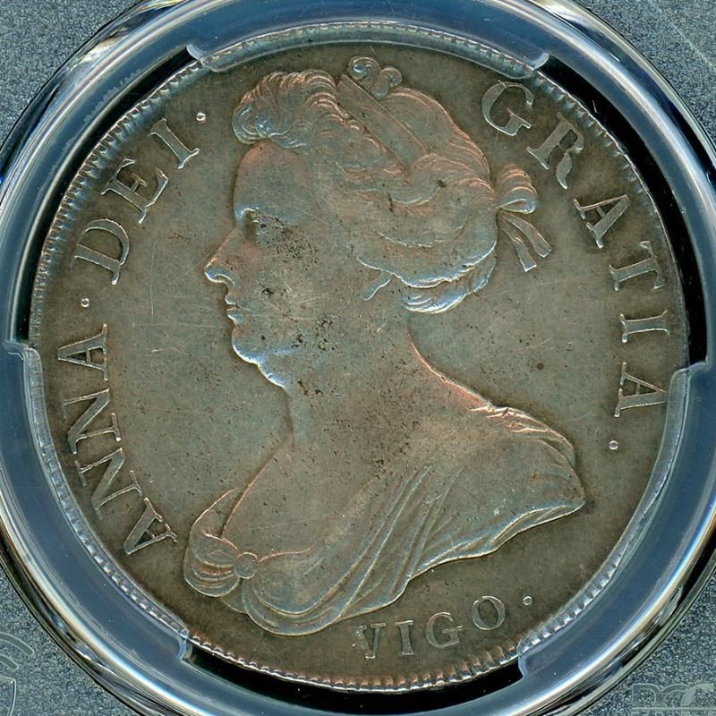イギリス アン女王 1703年 CROWN銀貨 VIGO PCGS XF40 - 名古屋 創業70
