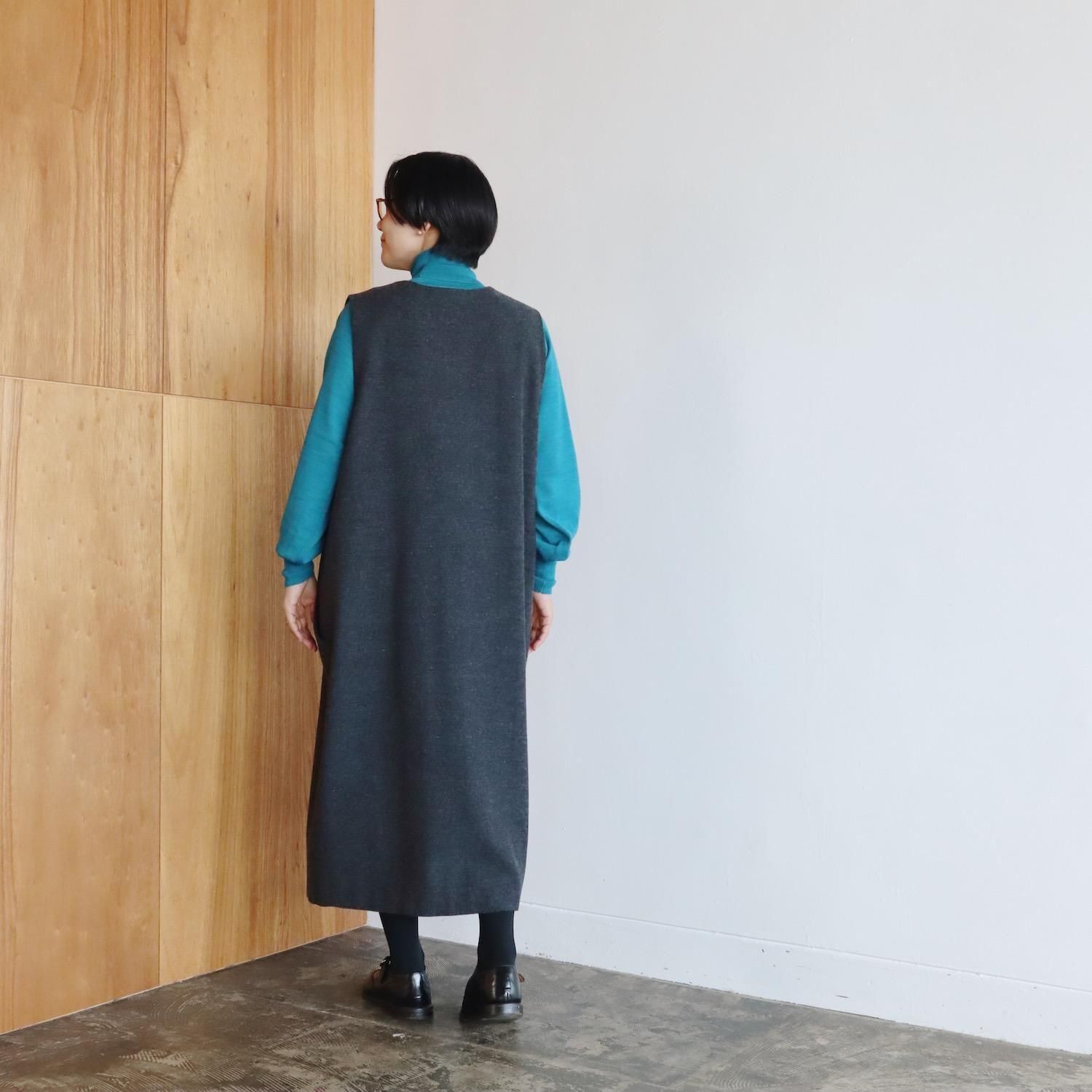 atelier naruse Cotton Wool Herring Bone Jumper Skirt GRAY アトリエ