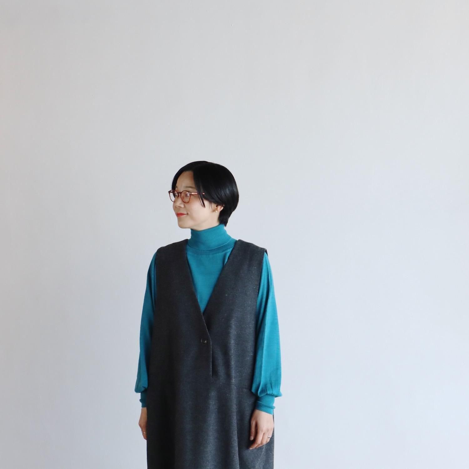 atelier naruse Cotton Wool Herring Bone Jumper Skirt GRAY アトリエ