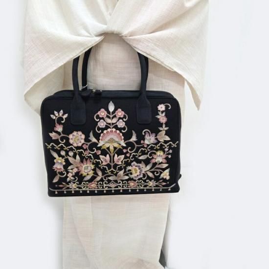 岡重 バッグ OKAJIMA 京友禅染め 岡重 ドレスボストン型 ブラック