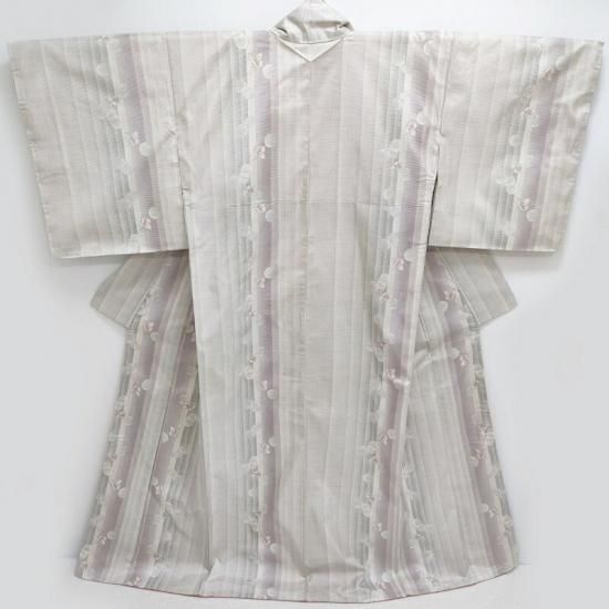 大島紬 白大島紬 しゃぼんと蝶々 カジュアル着物 御仕立上り (3445