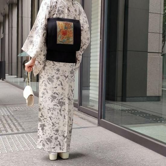 貴久樹 名古屋帯 刺繍 オリエンタルフラワー カジュアル八寸名古屋帯