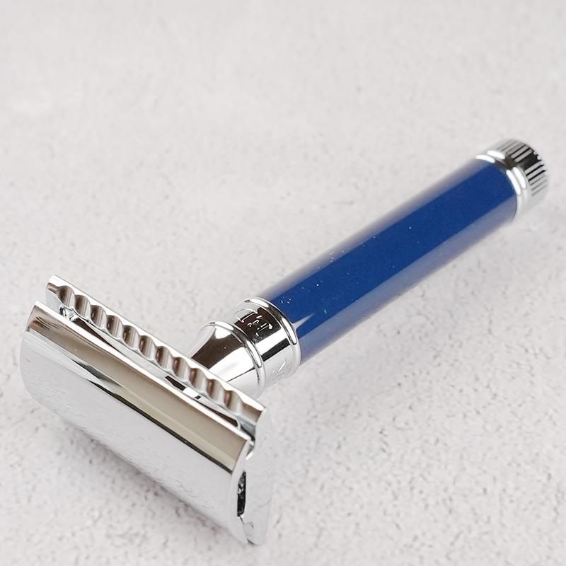 Edwin Jagger DE83 両刃カミソリ ブルー ハンドル | 英国の気品と誇り