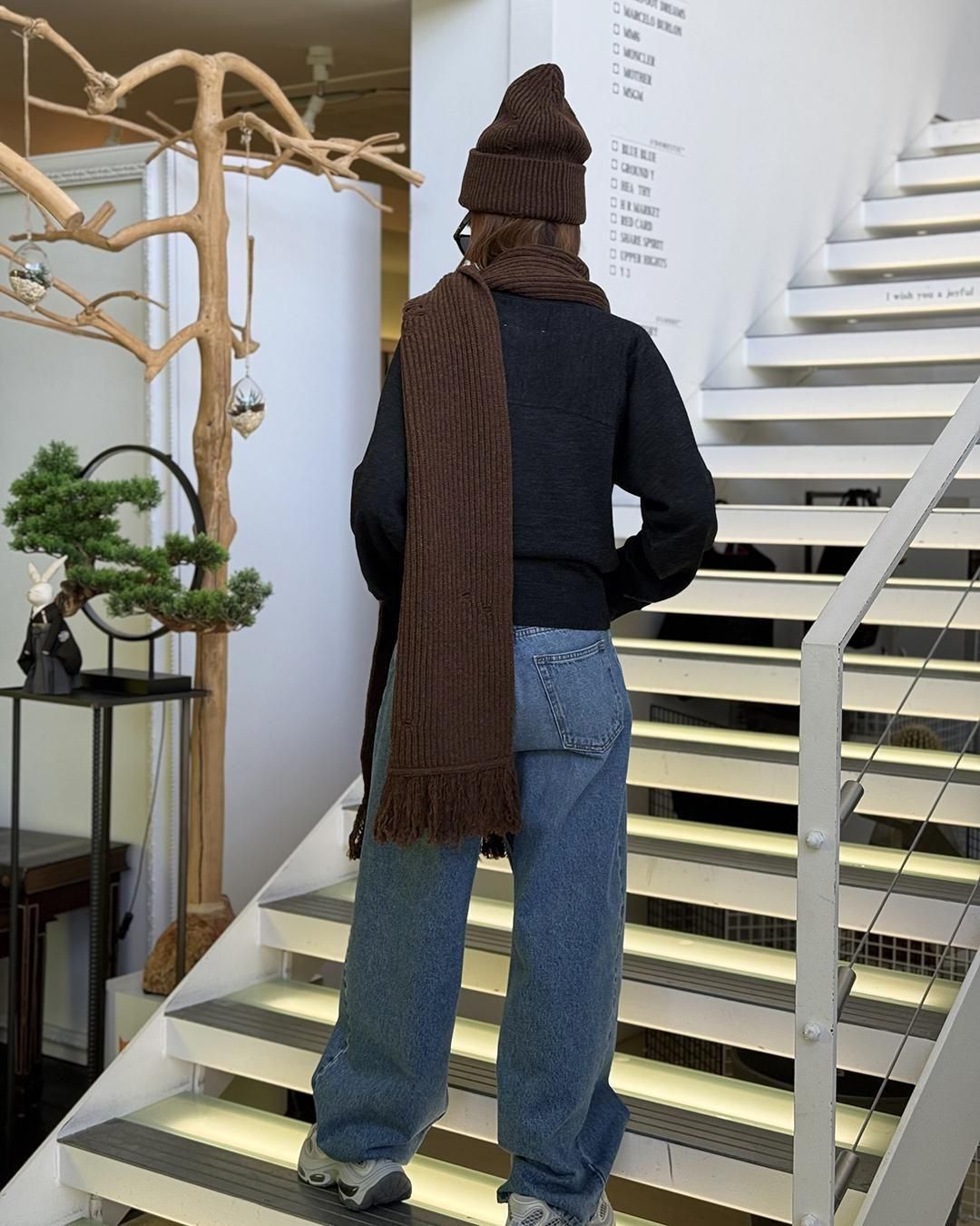 MM6 MAISON MARGIELA｜ウールスカーフ｜ロングマフラー｜ブラウン