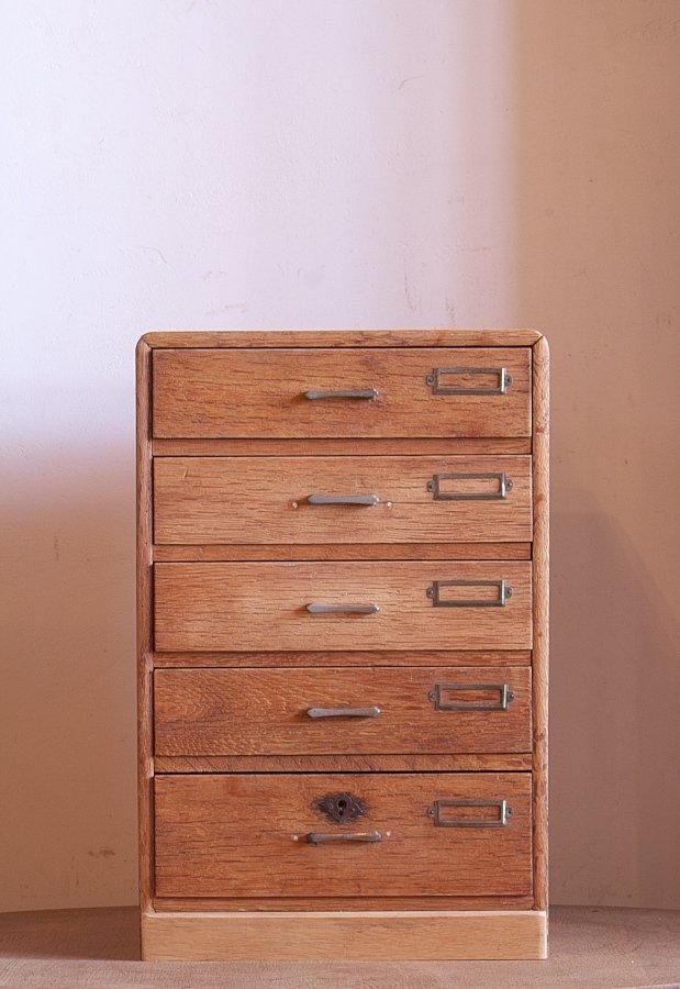 楢 ナラ 小引き出し 5杯 鍵付き - 古道具donguri