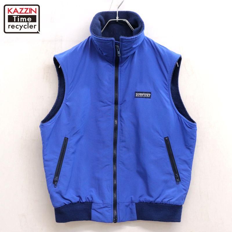 90s USA製 vintage LANDS' END ナイロン 裏地フリース ベスト メンズ M