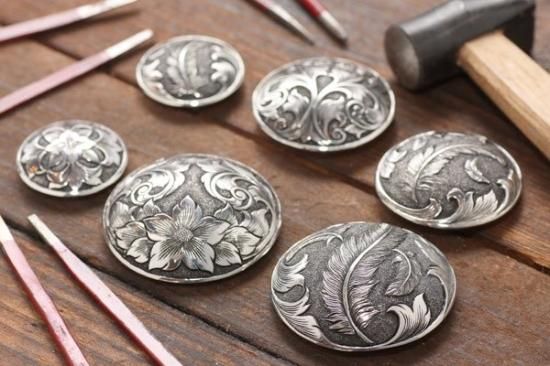 冨田彫刻所製作 シルバーコンチョ - レザークラフト商品・道具・材料の