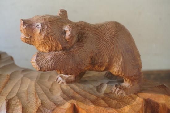 堀井廣治作 木彫り熊「親子熊」