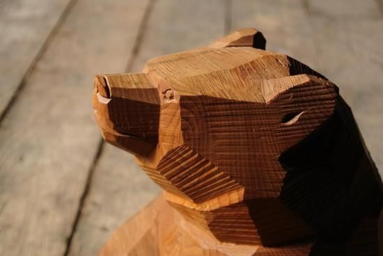 加藤貞夫「座熊」木彫り熊