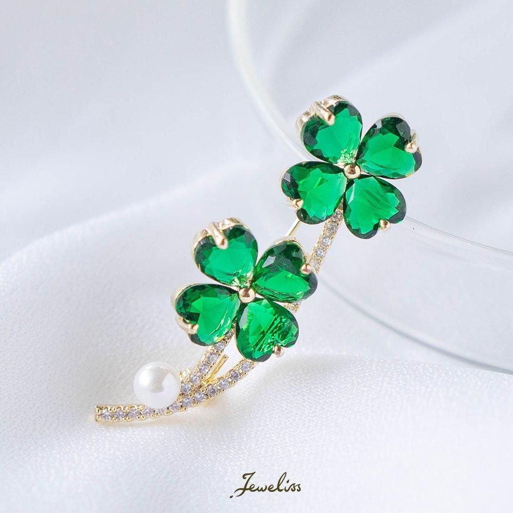 Jeweliss ブローチ トレーフル Trefle クローバー クリスタル