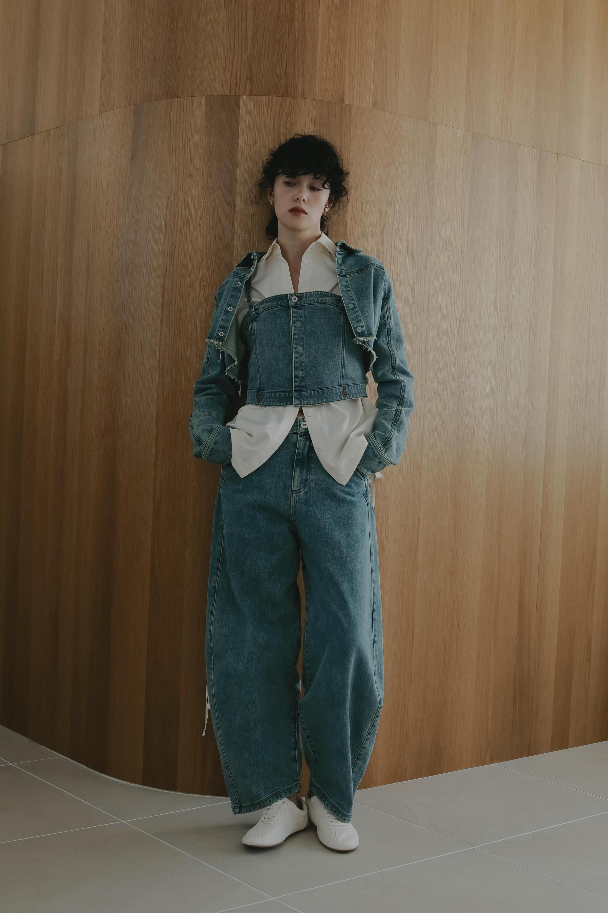 コクーンデニムパンツ - mallow blue