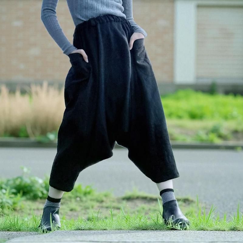 サルエルパンツ | フレンチリネン | ブラック - 自然素材服 Takane