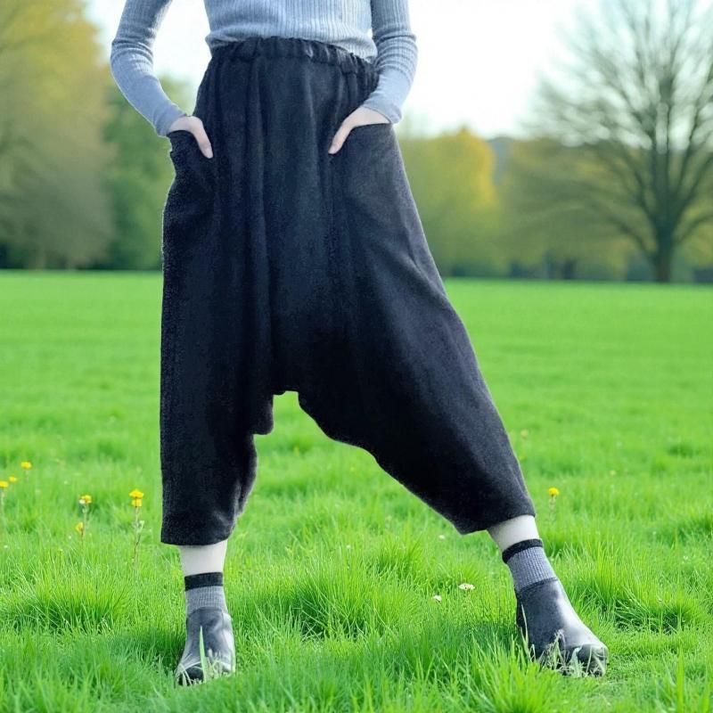 サルエルパンツ | フレンチリネン | ブラック - 自然素材服 Takane