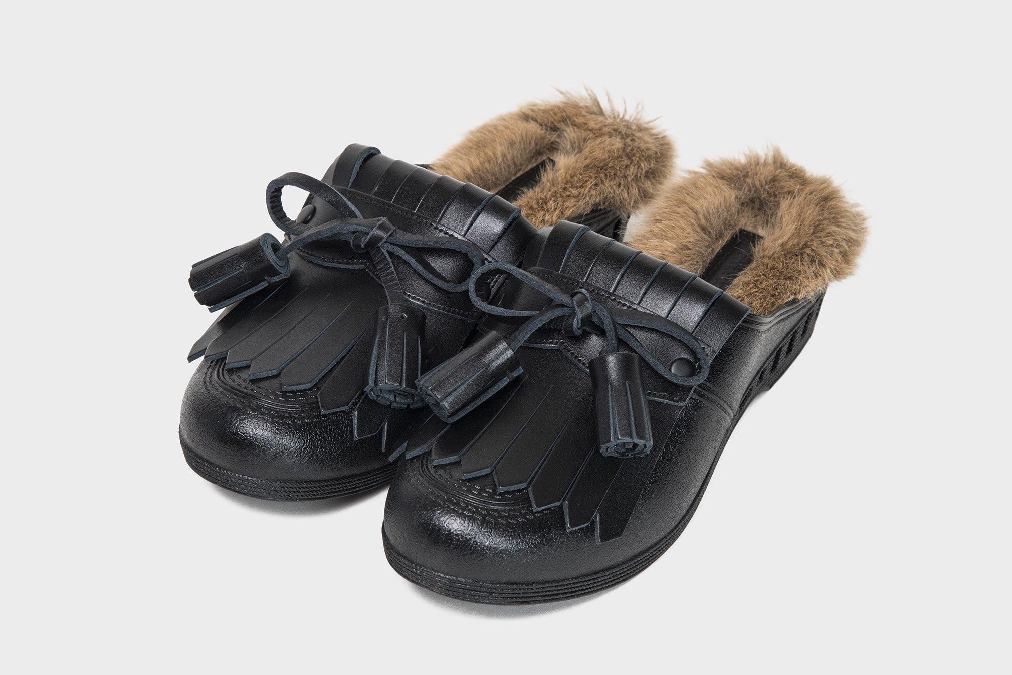 BENSAN-F QUILT LOAFER RIBBON TUSSEL FUR INSOLE WOMEN BLACK - bench