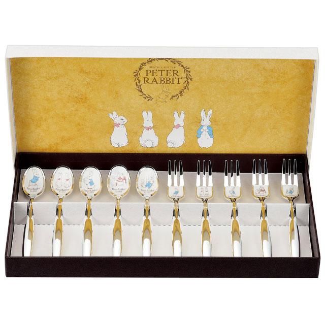 ピーターラビット】＜皿中七宝＞スプーン・フォーク(銀仕上)10本セット
