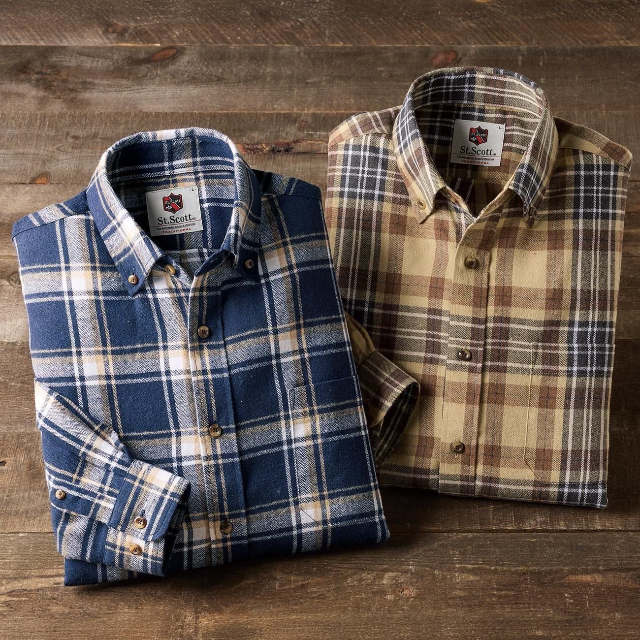 St.Scott チェック柄メンズシャツ2柄組