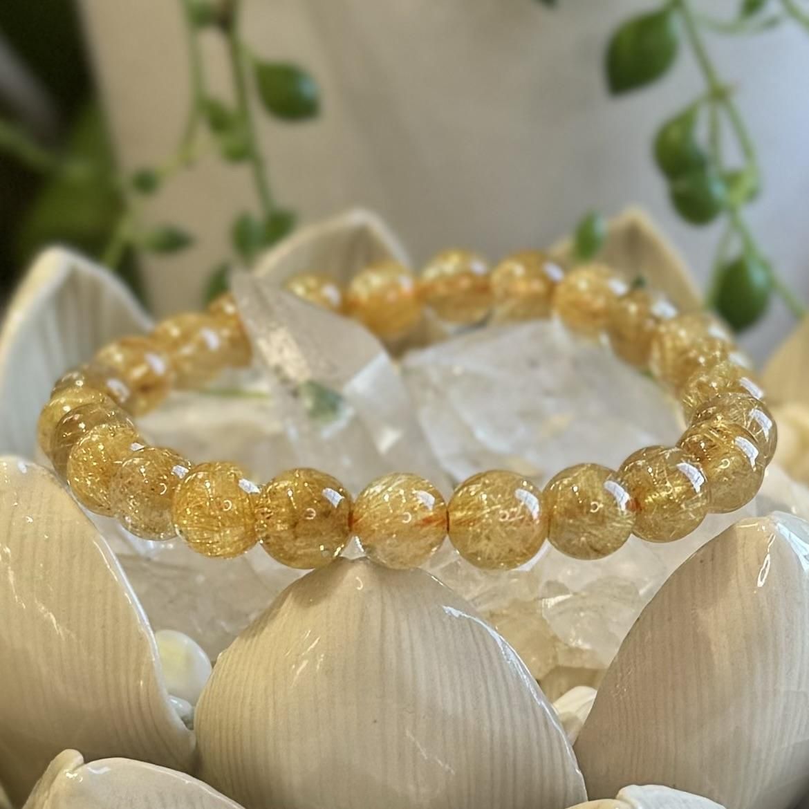ゴールド ルチルクォーツ ブレスレット 7.5mm - WISH