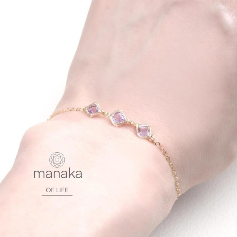 ピンクアメジスト ブレスレット ワイヤーラッピング 14kgf | 天然石