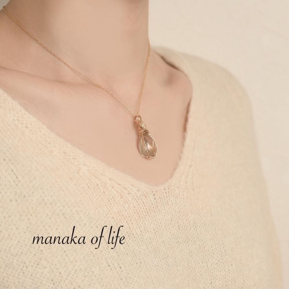 ルチルクォーツ ペンダントトップ ワイヤーラッピング 14kgf 天然石