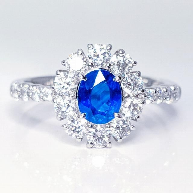 コーンフラワーカラーサファイア ダイヤモンドリング SA 0.768ct D