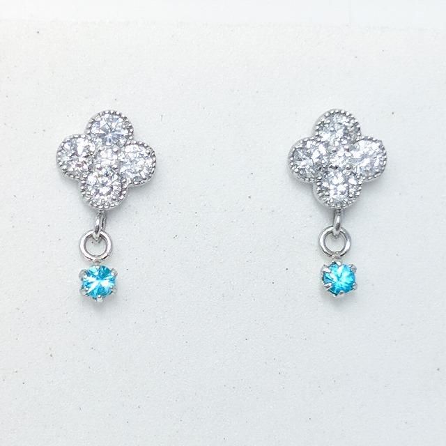 Pt900 ブラジル産パライバトルマリン ダイヤモンドピアス PA0.06ct D