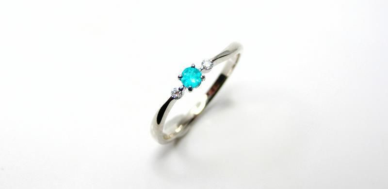Pt900 ブラジル産パライバトルマリン ダイヤモンドリング PA 0.062ct D