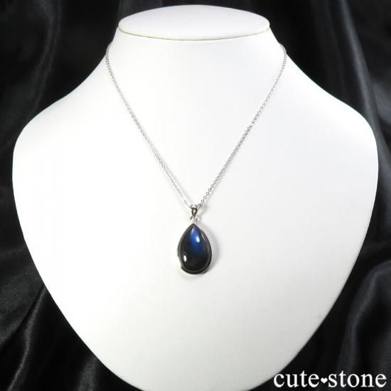 ブラックラブラドライトのドロップ型ペンダントトップ No.1 - cute stone -