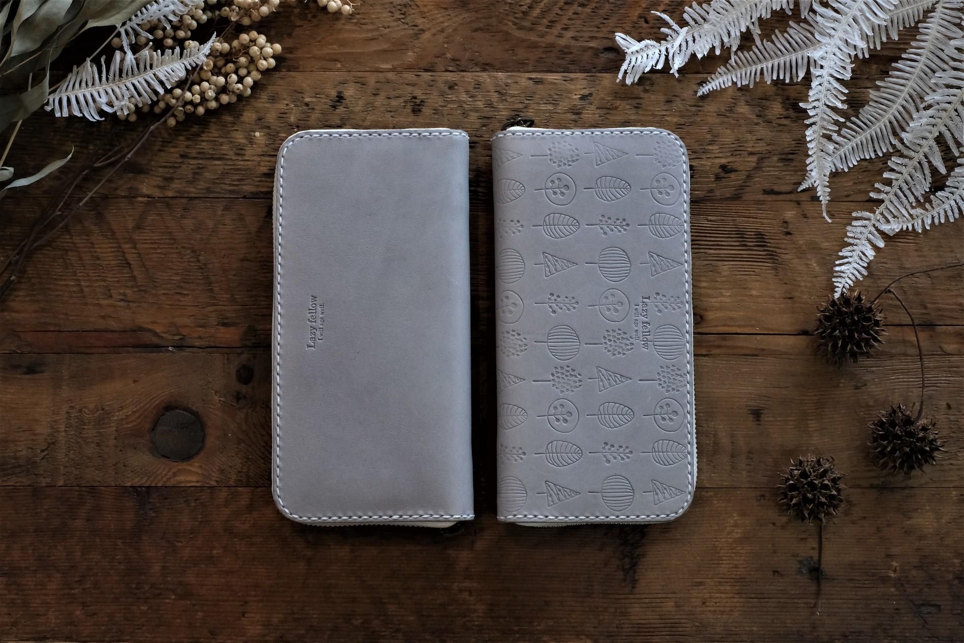 冬季限定グレーの ラウンドファスナー 長財布 ※納期1か月 - Lazy fellow