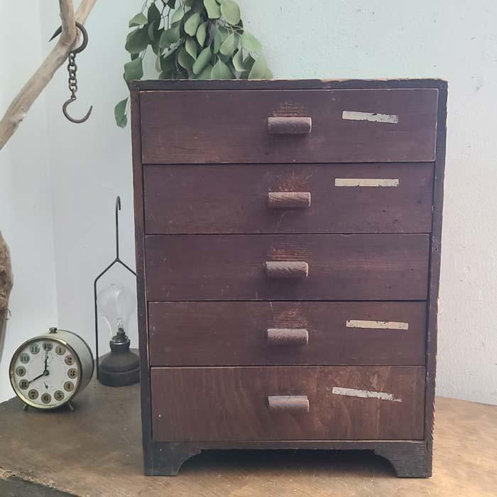 昭和レトロ・古家具・古道具・木製小引き出し・5段チェスト | 旅する