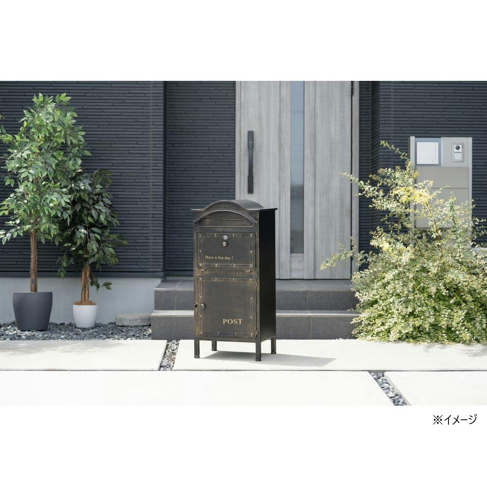 ガーデン収納ポスト 宅配ボックス付き ブラック MB15 幅42cm 高さ91cm
