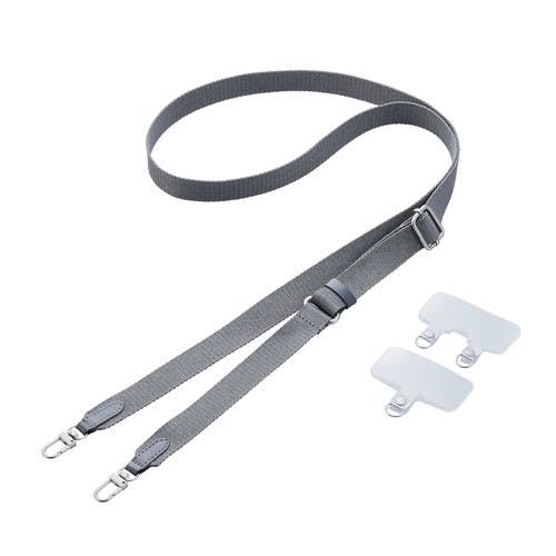 スマホ ショルダー ストラップ 43~70cm ストラップシート付 平ひも