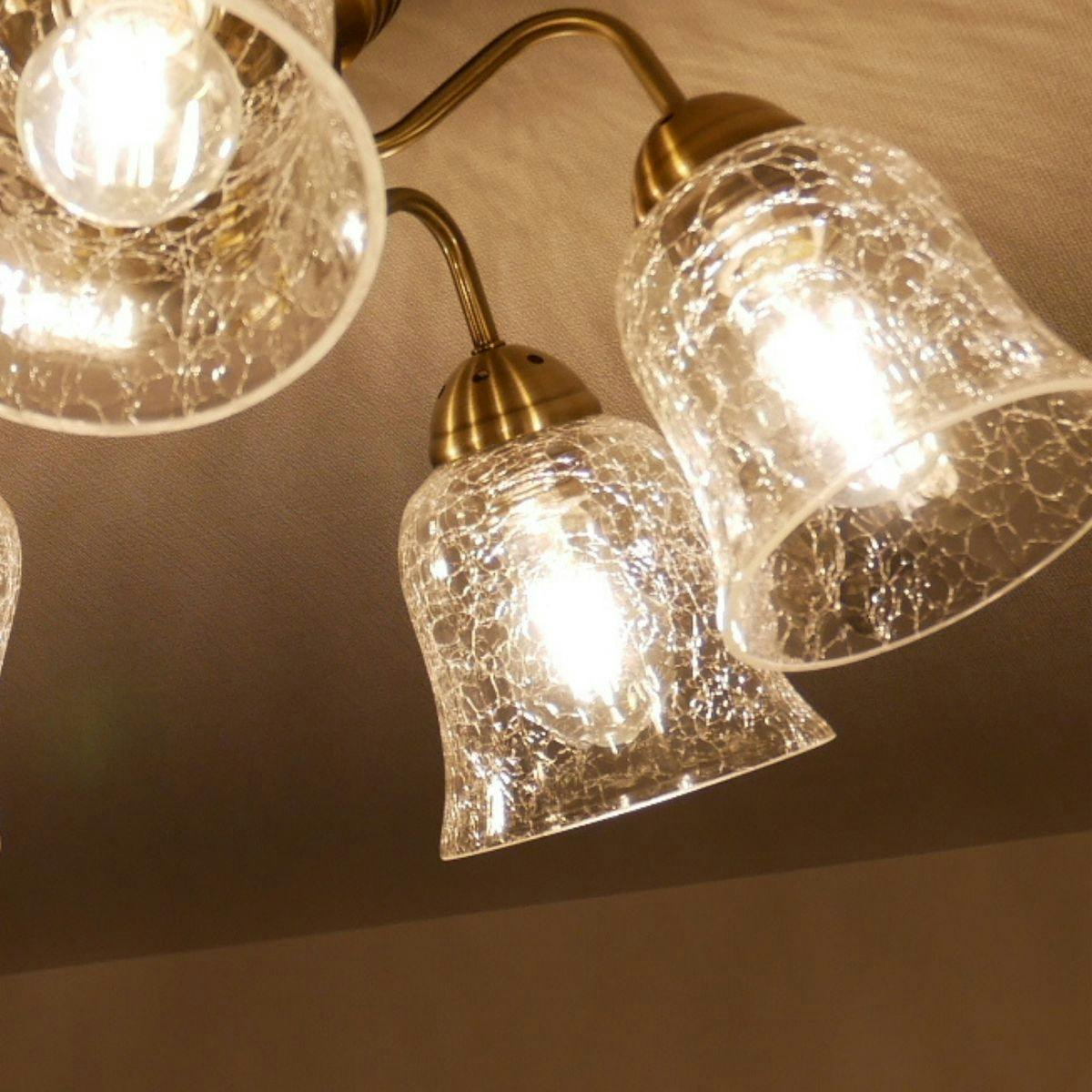 村上工作所 STERN シャンデリア ヒビガラス クリア 5灯 プルスイッチ