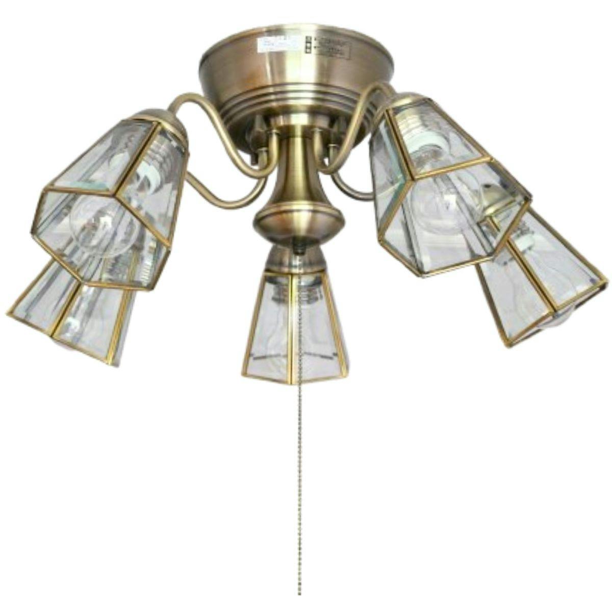 村上工作所 STERN シャンデリア ステンドグラスストレート 5灯 プル