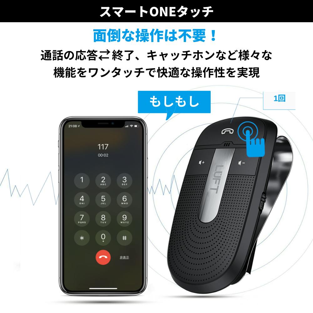 LUFT ルフト ハンズフリー 車 車載 Bluetooth4.1 通話 電話 スピーカー