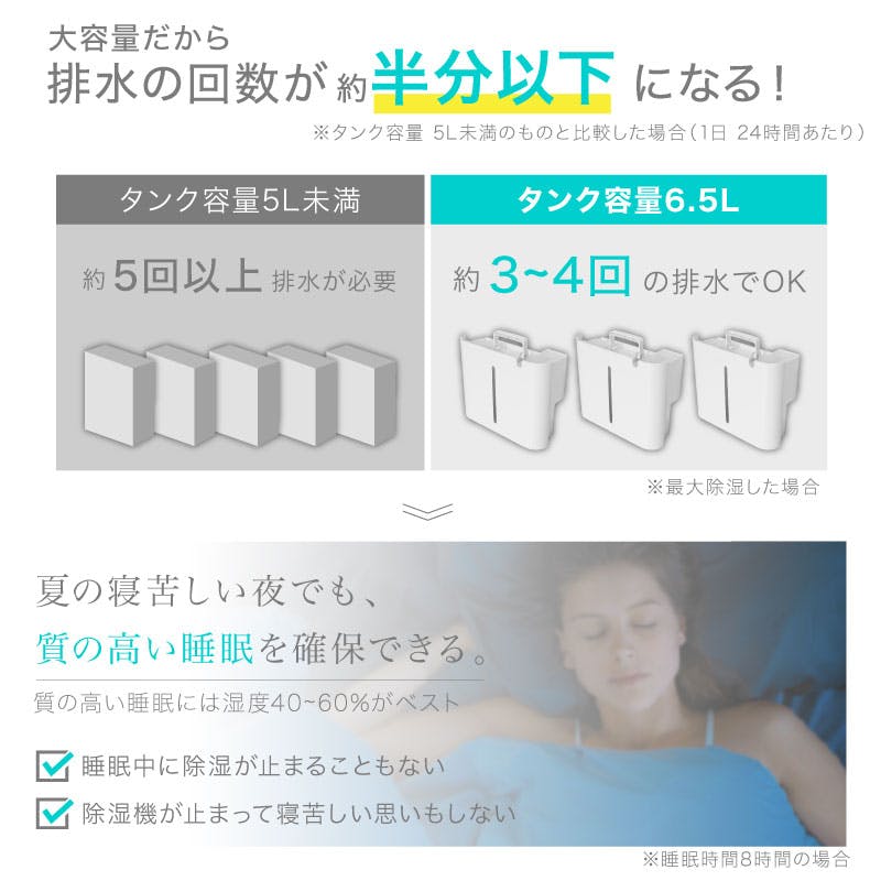 ライシン 除湿機 ホワイト 最大除湿量22L/日 タンク容量6.5L