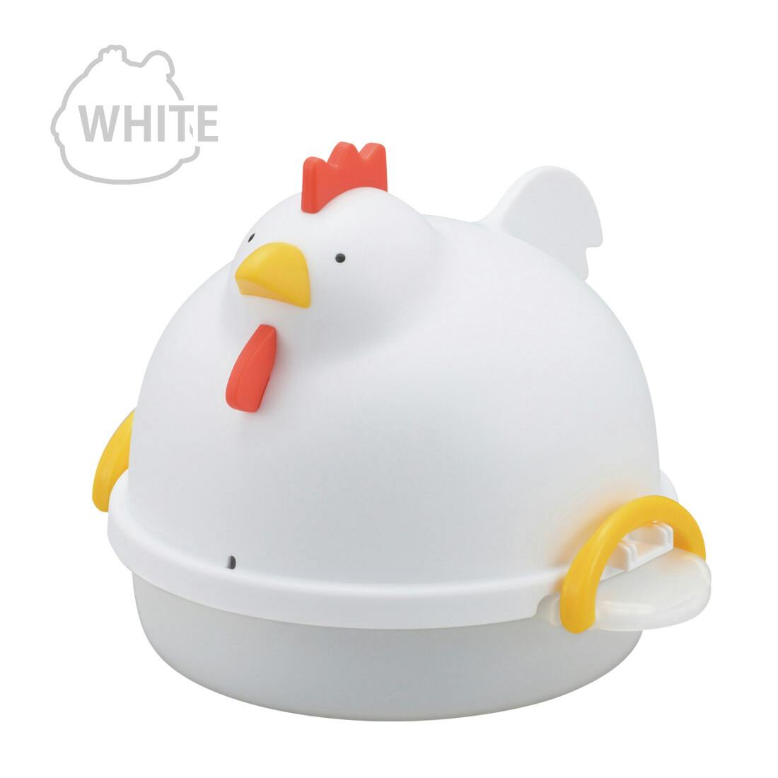 レンジでらくチン！ゆでたまご にわとり型 4個用 ホワイト RE-1506