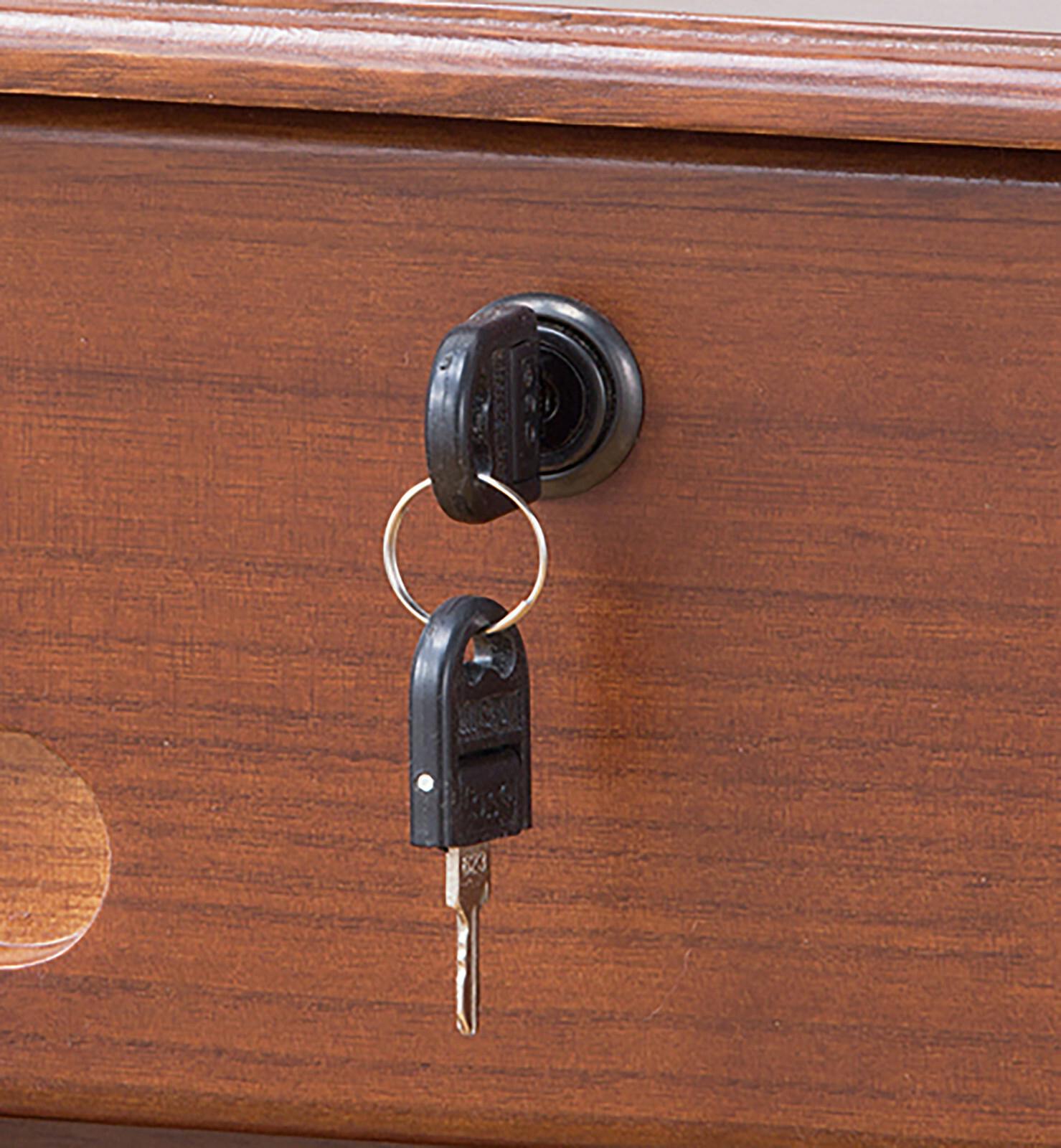 天然木 全段 鍵付きシークレットチェスト 4段 カギ付き 引き出し 隠し