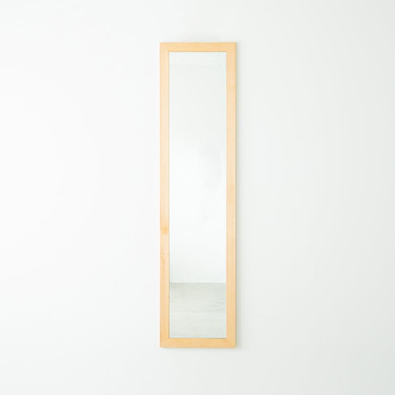 日本製】【幅広枠ウォールミラー(幅40×高さ161cm)(ナチュラル)】 天然