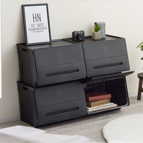 SANKA squ+ サンカ 収納ボックス BL-30BK 4個組 ブラック 色 (幅44.5