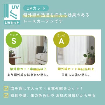 Eco de Happiness レースカーテン KZE9478(ホワイト) 100cm×112cm 幅50