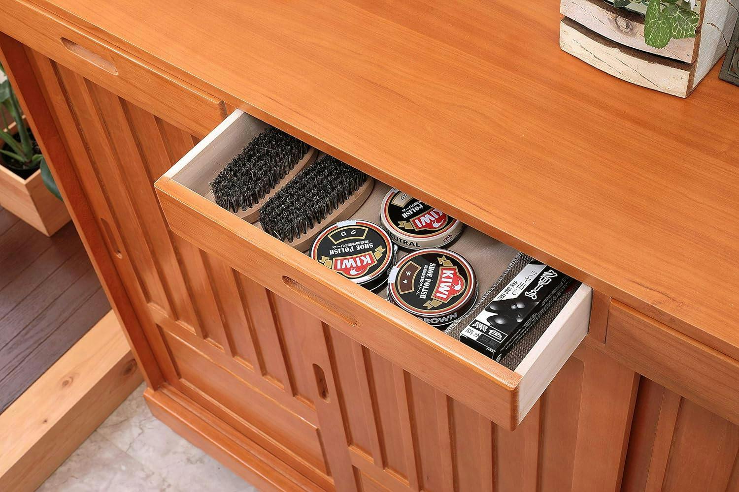 Vita 和風引き戸シューズボックス 80cm ライトブラウン 和風のデザイン