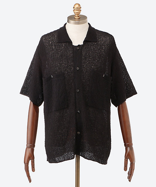 シャツ COTTON SHEER KNIT OPEN COLLAR