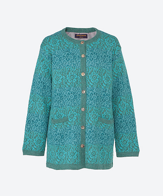 ☆花モチーフ柄グラデーションニットコート（クローバー） | アルパカ