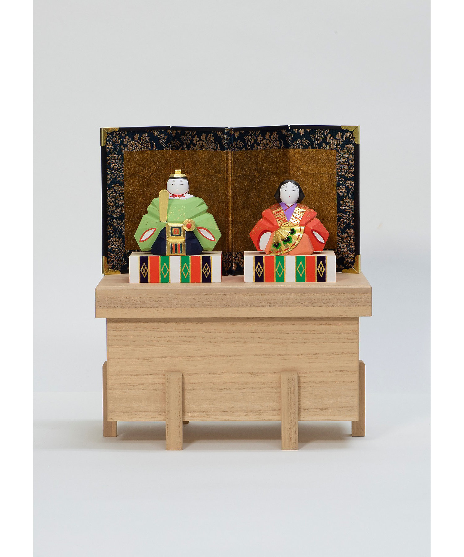 送料無料】奈良一刀彫 鐵山作 内裏雛 中 屏風付（三越） | 鐵山