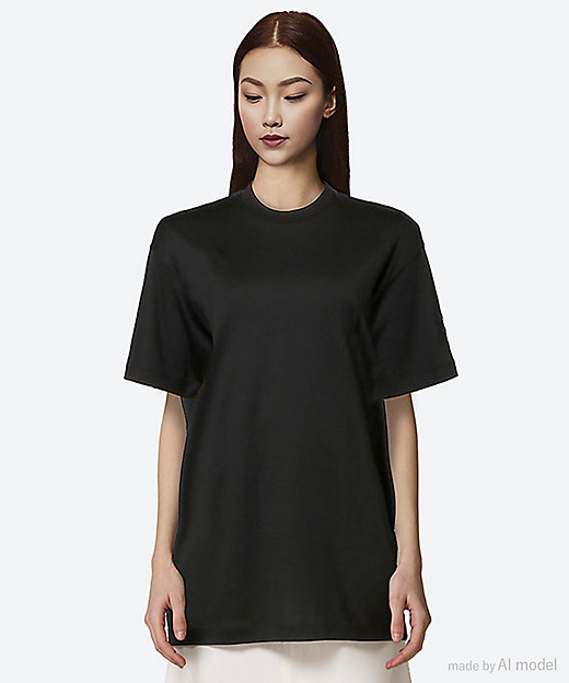 コットンクルーネック刺繍ショートスリーブTシャツ 7917－222